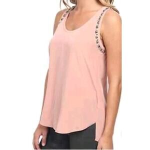 Rebecca Taylor embellished luxe silk tank Woodrose pink Size 10 Chic resort wear